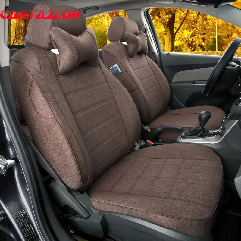 

CARTAILOR Car Seat Cover Set for VOLVO C70 Flax Cover Seats Protector Front & Rear Auto Seat Covers & Supports Black Car Cushion