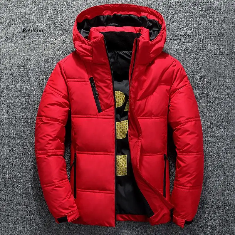 

Winter Warm Men Jacket Coat Casual Autumn Stand Collar Puffer Thick Hat Parka Male Men's Winter Down Jacket with Hood