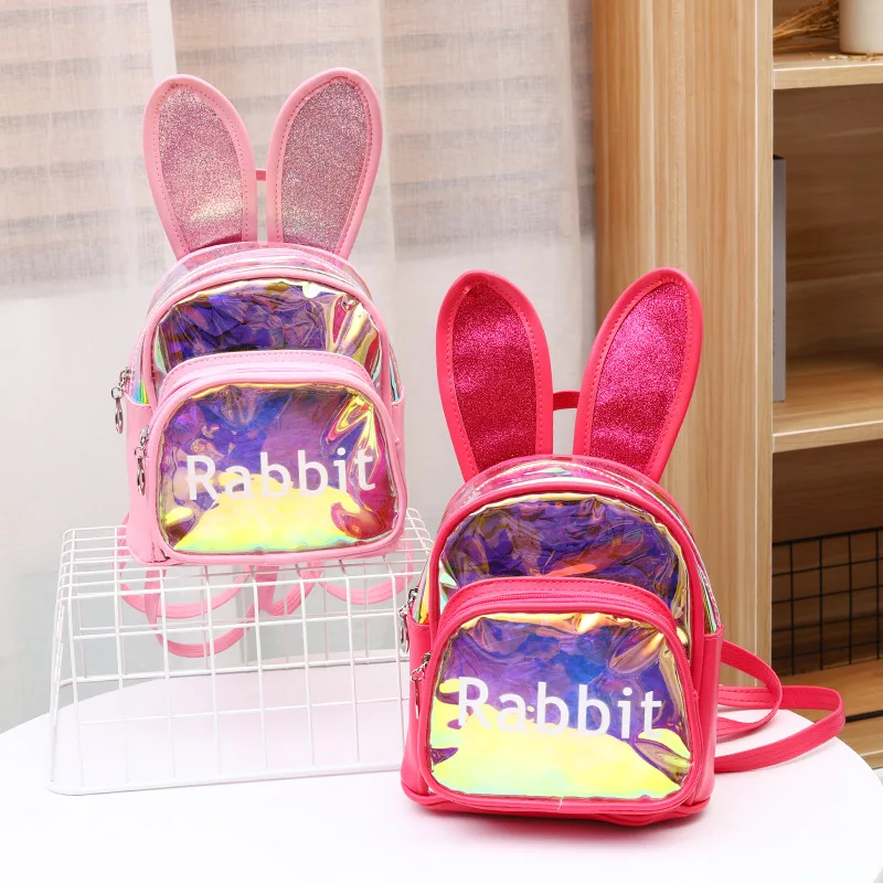 New transparent backpack women Korean fashion laser casual small backpack cartoon travel colorful student bag