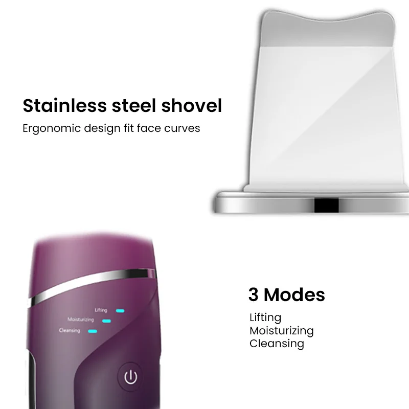 Scrubber per la pelle Exfoiator pulizia profonda del viso spatola facciale rimozione di punti neri 3 modalità strumento di sollevamento EMS ad ultrasuoni ricaricabile USB