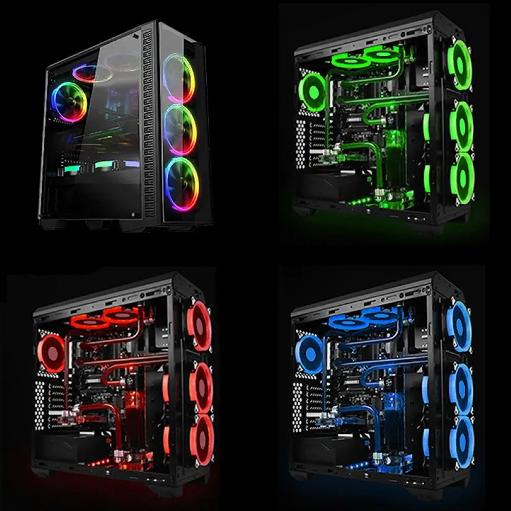 Mute Double-sided Aperture LED RGB Light Heat Dissipation PC Case Cooling Fan