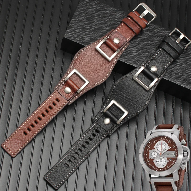 High Quality Vintage Bracelet Retro for Fossil JR1157 Brown Black Watchband Men Watch accessories Cowhide Strap Style 24MM