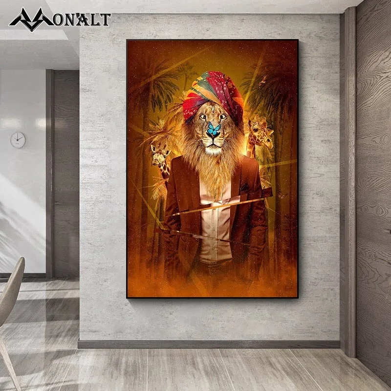 

Golden Hooded Lion Butterfly Giraffe Canvas Art Print Animal Smoking Locomotive Monkey Palace Dog Vintage Posters Wall Pictures