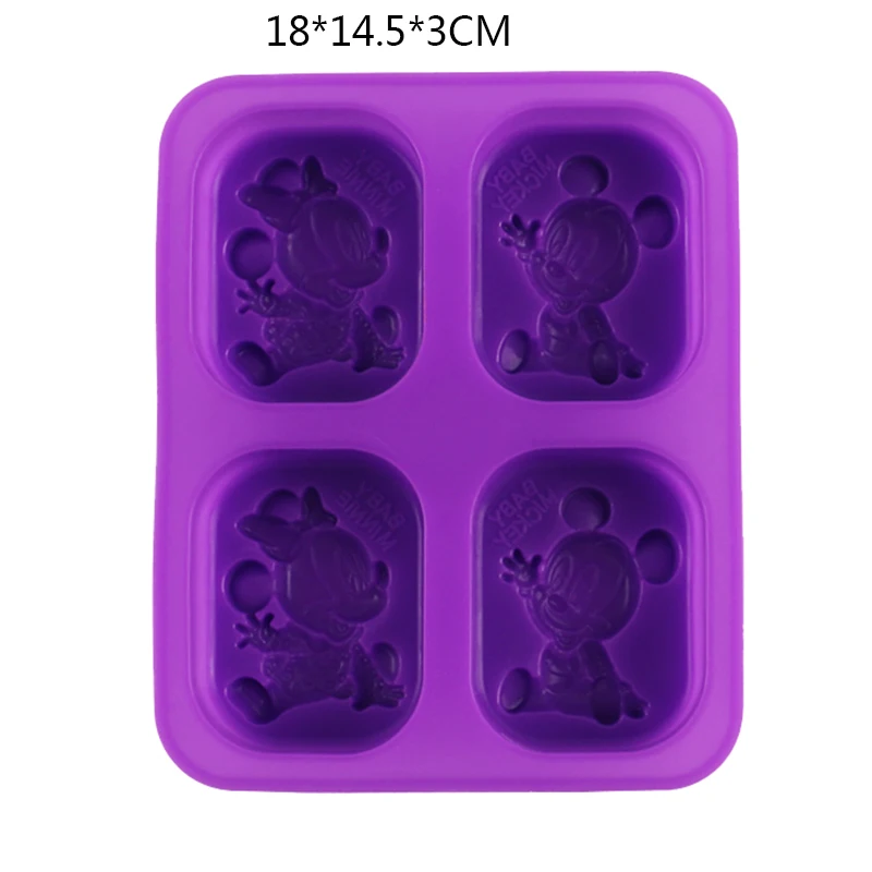 Cartoon Mouse Shape Silicone Soap Mould 4 Holes Mousse Cake Jelly Ice cream Clay Molds Cake Decorating Tools