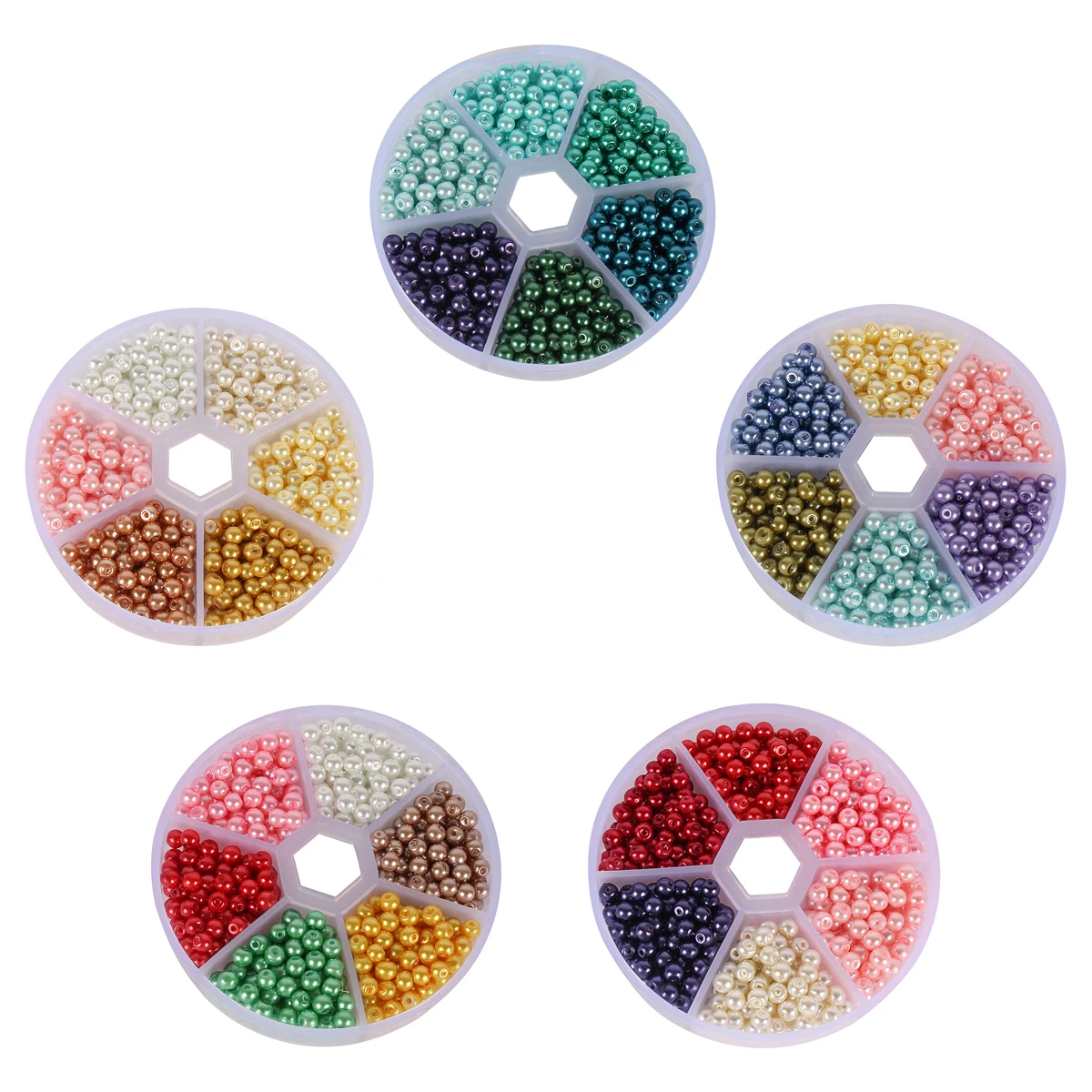 

720pcs/lot Perforated with hole beads kit 4mm round glass imitation pearls scattered beads DIY Decoration accessories Seed beads