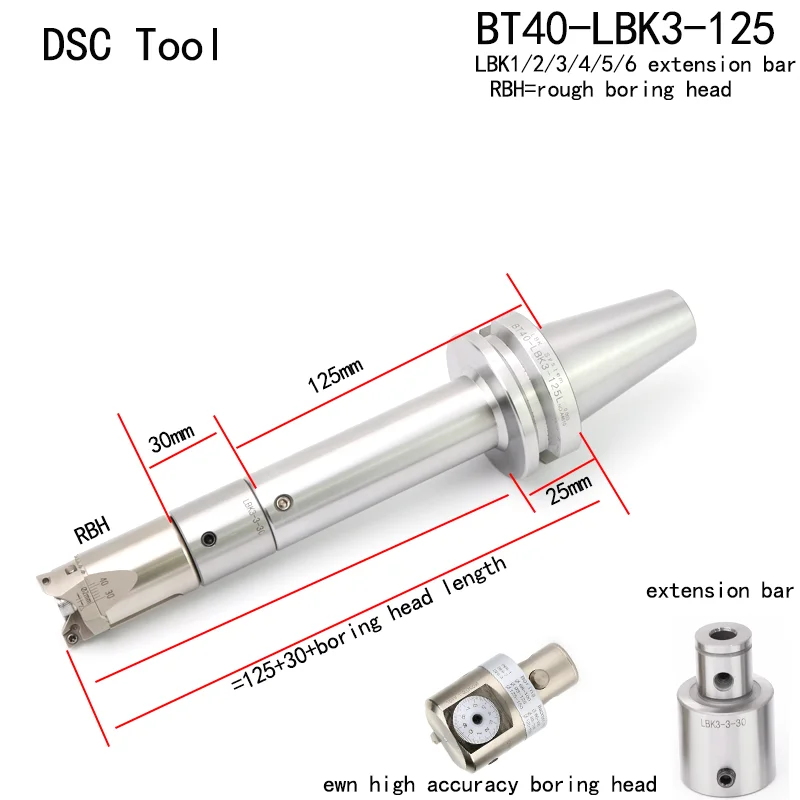 High quality BT30/40/50 boring head LBK DCK EWN Tool Holder length collet chuck arbor FMB GER SDC SFC TER SLN SK series