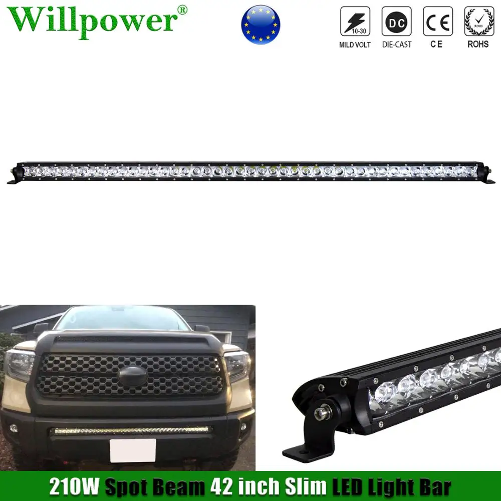 Car Roof 210W 42 Inch Slim Row LED Light Bar Spotlights Off Road Pickup SUV ATV UTV 4X4 Truck Lower Bumper Fog Driving Light Bar