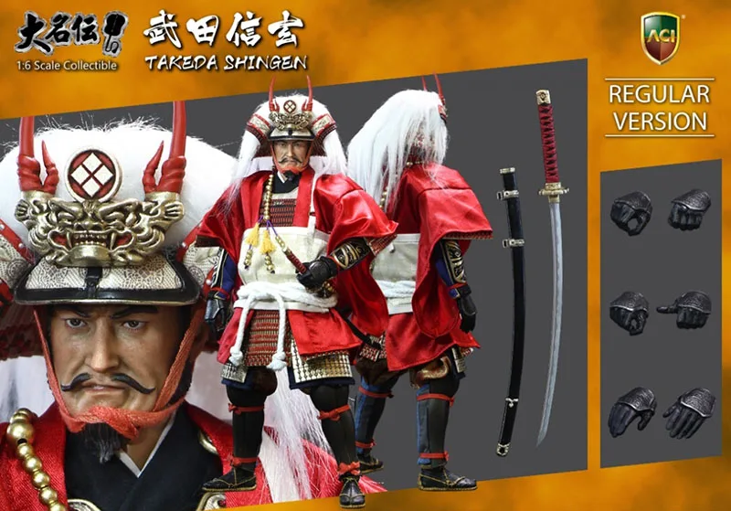 ACI TOYS ACI-32SP 1/6 Skala Japoński Samuraj Suwahara Kuoki Daisen Biografia Takeda Shingen Czerwona Zbroja Figurka Model Zabawki