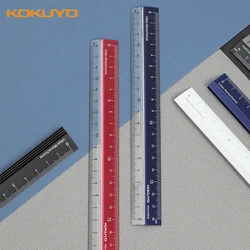 KOKUYO-Regla de aluminio multifuncional de alta precisión, estilo Retro, papelería para estudiantes, regla translúcida/plegable, 18cm, Japón