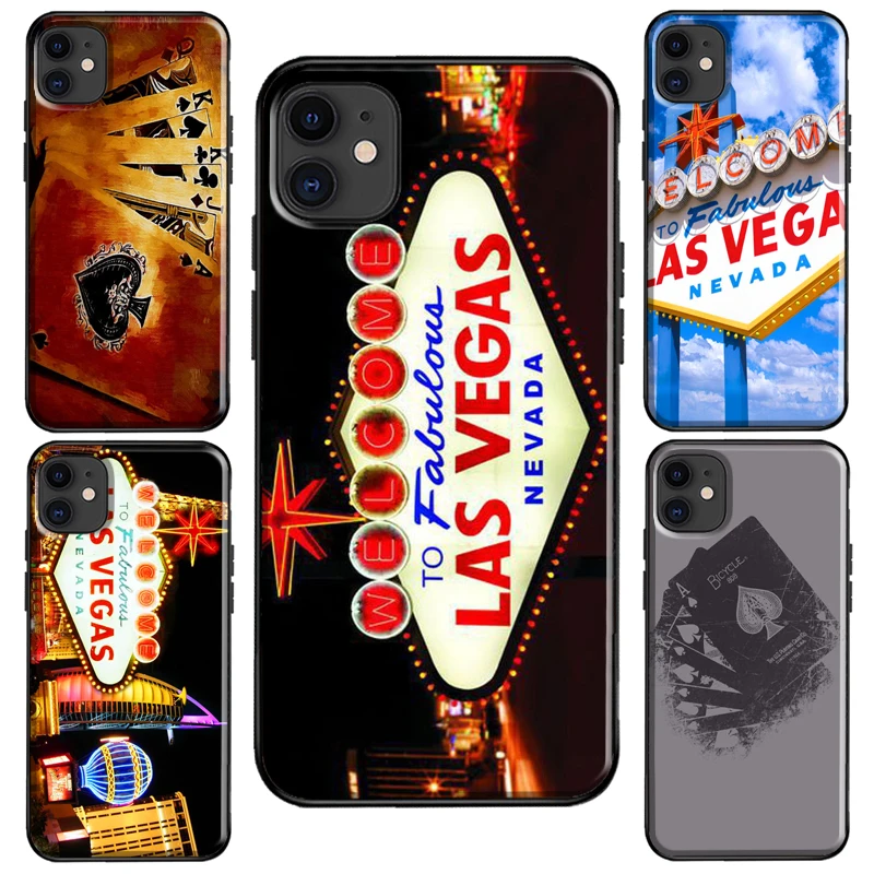 LAS VEGAS NEVADA CASINO USA POKER CARDS Case For iPhone XR X XS Max SE 2020 8 7 Plus Coque For iPhone 13 11 14 12 Pro Max Cover