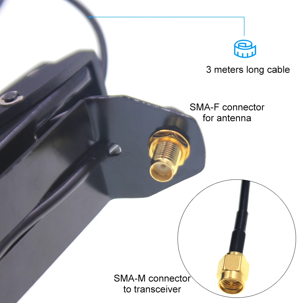 NAGOYA – support de fenêtre RB-CLP/U, Original, Clip RG-174, câble de 3M, connecteur SMA-femelle pour talkie-walkie TYT TH-UV8000D