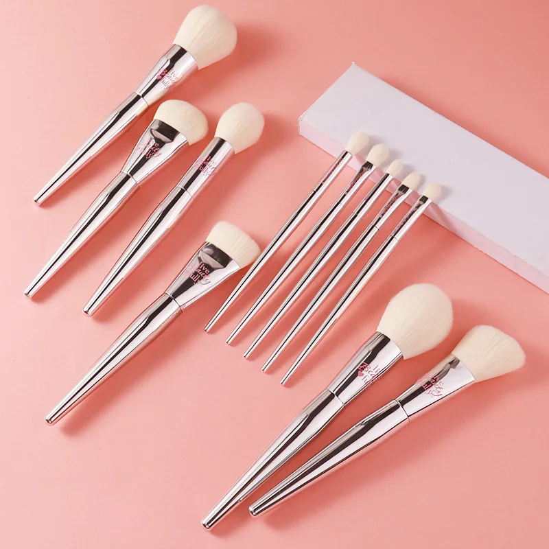 19pcs/set High quality full functional Makeup brushes Set Powder Blusher Highlight Eyeshadow eyebrow Make up brushes silver coat