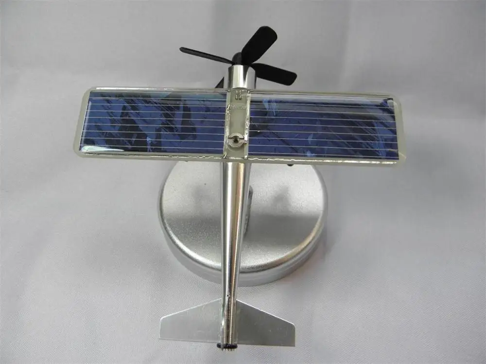 CHANCS Decorative Aircraft Model Solar Power 0.4W Assembled Solar Plane Kit Stainless Steel