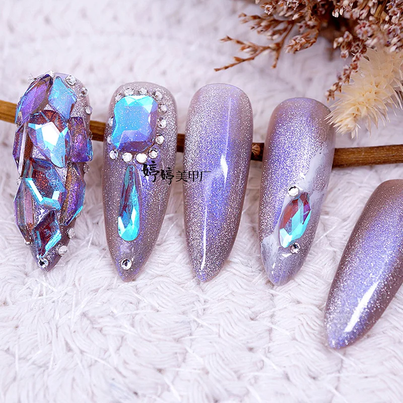 Hot sale Color AB Nail Art Rhinestones flat bottom Mix shaped twinkling crystal drill Stones For 3D Nails Decorations