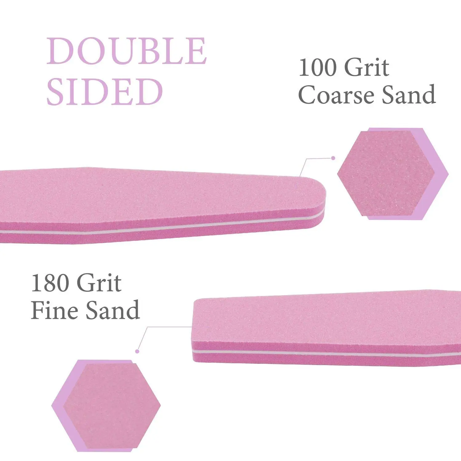 Hot Selling 3 PCS Professional Nail File 100/180 Grit Washable Double Side Sponge Nail Buffer