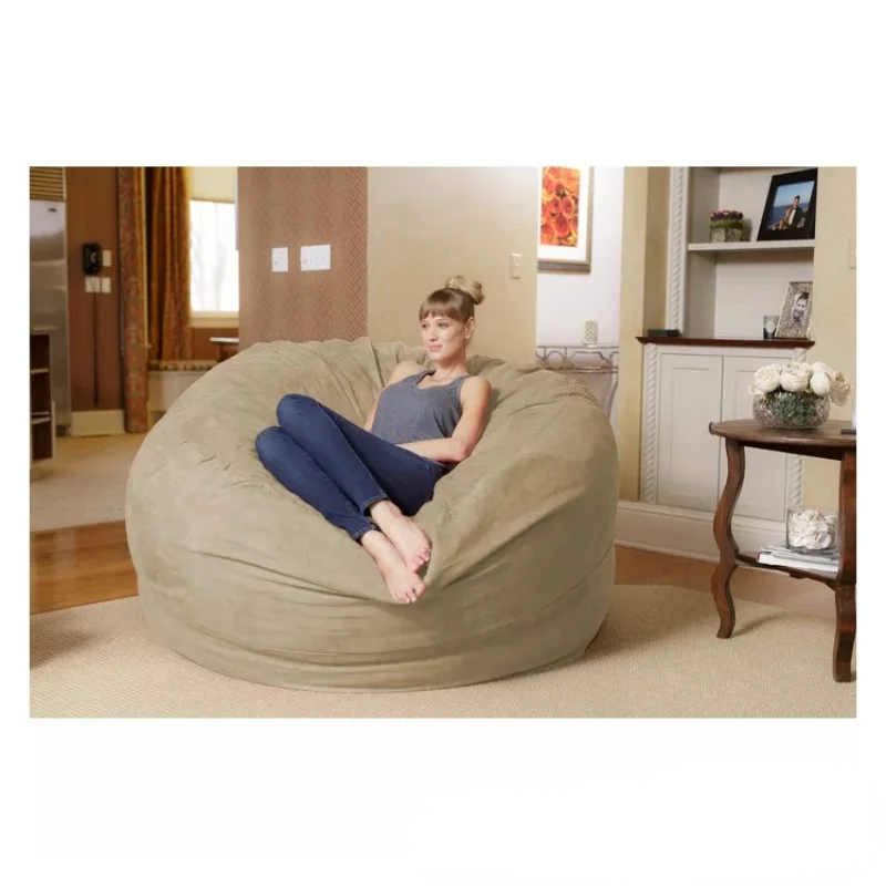 Juste de pouf en daim sans rembourrage pour adultes, canapé paresseux, tatami de salon et de chambre à coucher, pouf tombant de 6 pieds