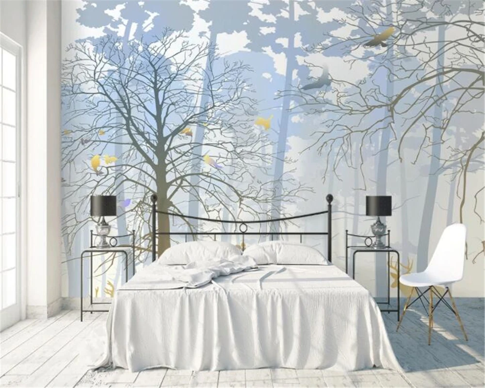 Custom Wallpaper Nordic Cartoon Animals Elk Forest TV Background Wall Home Decoration Living Room Bedroom 3D Wallpaper