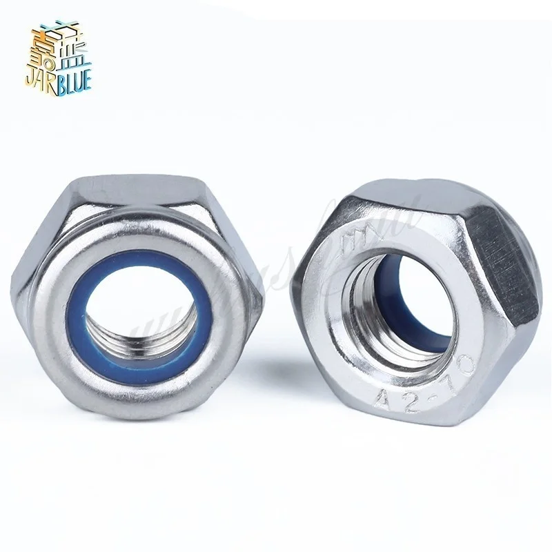 2/5/20/50Pcs DIN985 M2 M2.5 M3 M4 M5 M6 M8 304 Stainless Steel Nylon Self-locking Hex Nuts Locknut Slip Lock Nut