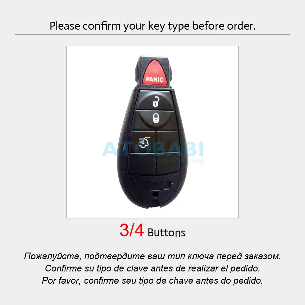 Leather Car Key Cover For Dodge Challenger Charger Magnum Journey Ram Jeep Commander Grand Cherokee Chrysler 300 Remote Fob Case