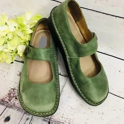 Moda okrągły nosek Plus rozmiar 35-43 klin kobiety niskie obcasy buty Mary jane klamra praca Retro Lolita Zapatos Mujer buty damskie