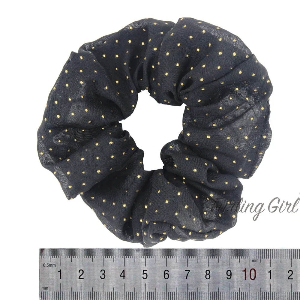 Furling Girl  1PC Summer Style Gold Stud Chiffon Scrunchies Hair Ring Hair Scrunchies Ponytail Holder Elastic Rubber Hair Tie