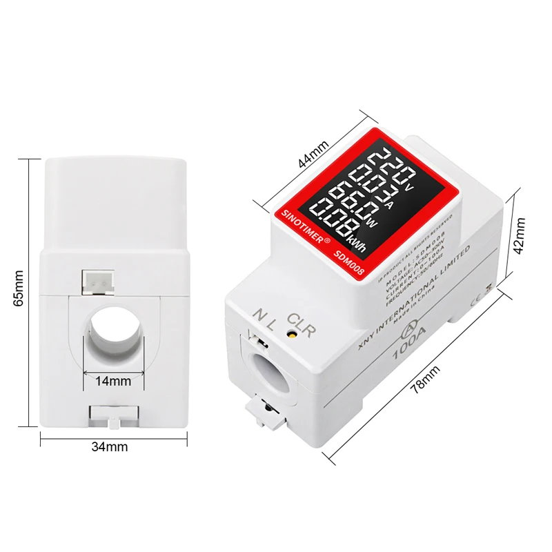 Din Rail Electricity Digital Meter Power Energy Voltmeter Ammeter Watt kWh Reset Power Consumption Wattmeter Monitor AC 50V~300V