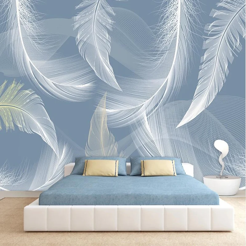 

Custom Any Size Mural Wallpaper Nordic Feather Modern Abstract Art Wall Painting Living Room TV Sofa Bedroom Home Decor Frescoes