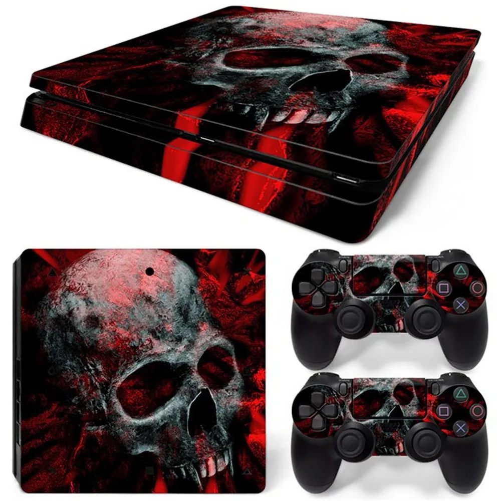 Calcomanía de vinilo de piel personalizada con diseño de calavera fresca para consola delgada PS4 y controladores