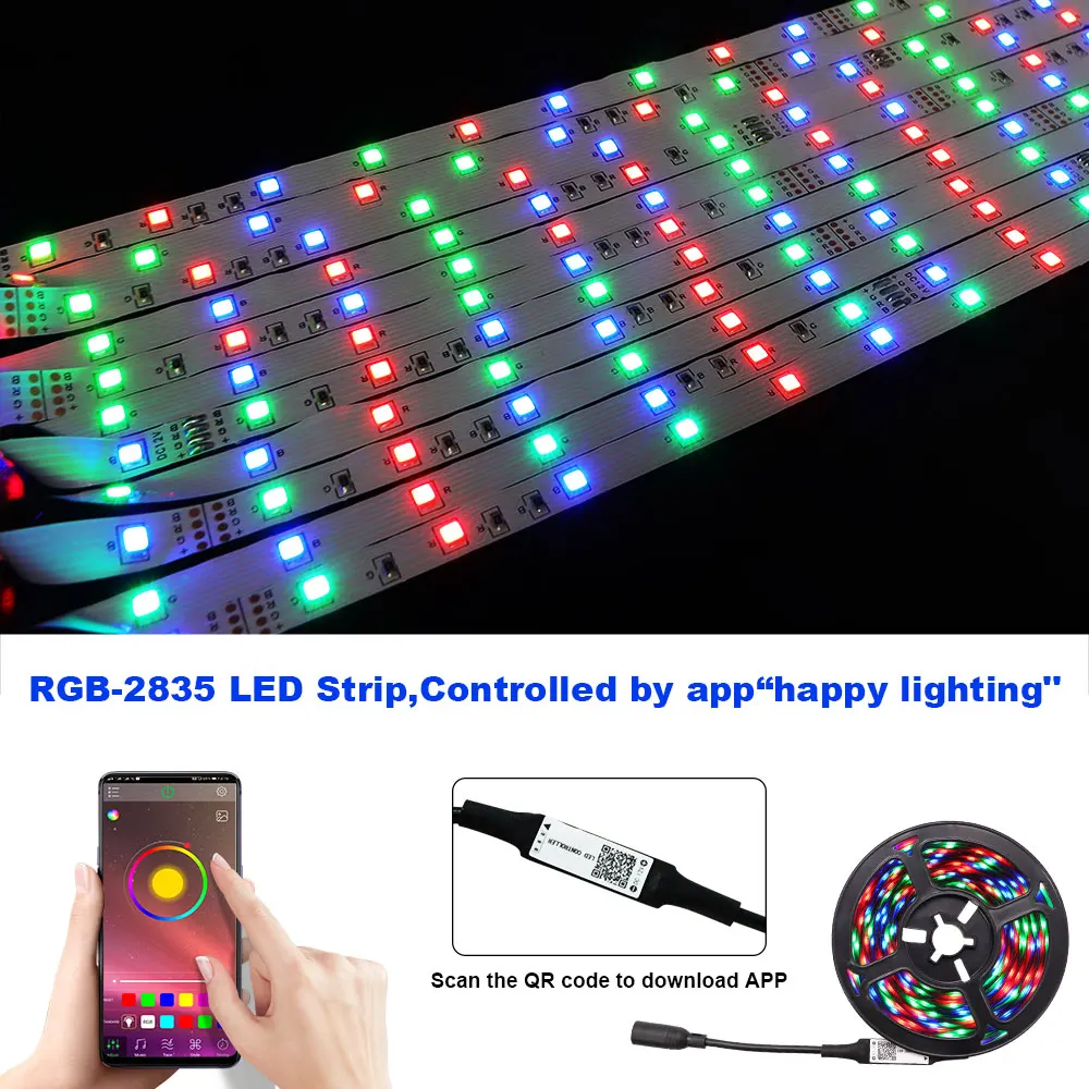 A+ LED Strip Lights RGBIC,Color Changing Rainbow LED Lights, Bluetooth Control,Music Sync，for Home Decoration Christmas