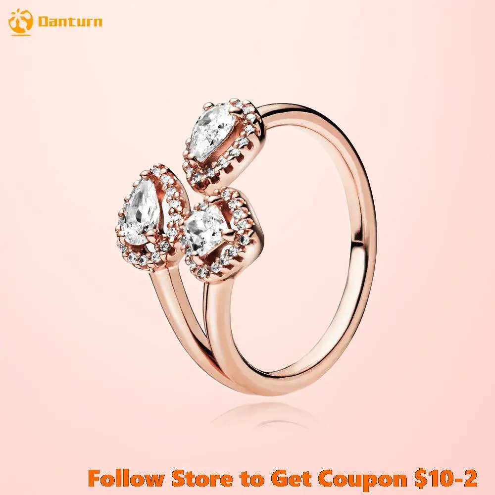 Danturn New 925 Sterling Silver Ring Geometric Shapes Open Rings Original 925 Silver European Ring Women DIY Jewelry Making Gift