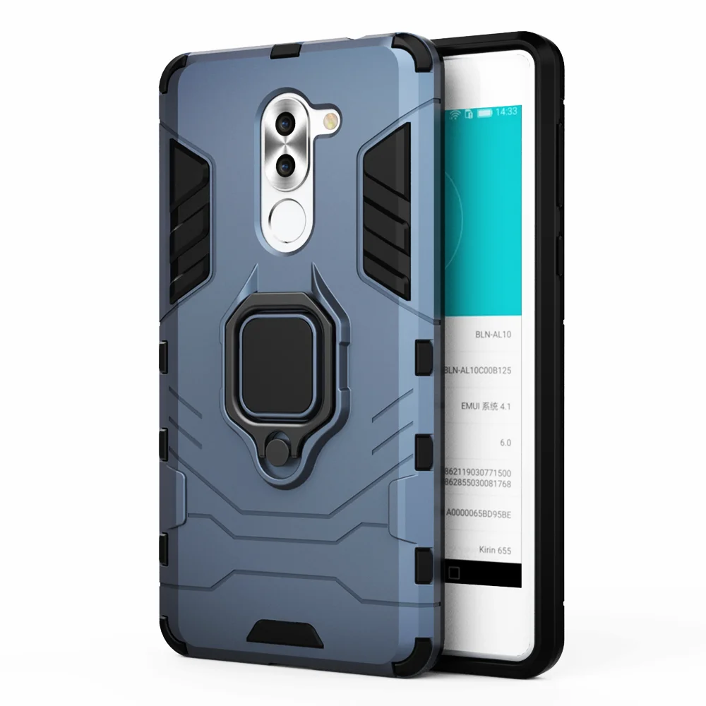 Etui Huawei Honor 6X Wstrząsoodporny pierścień Stojak Zderzak Silikon + PC Pokrowiec na telefon Huawei GR5 2017 Honor 6X Honor6x 6 X