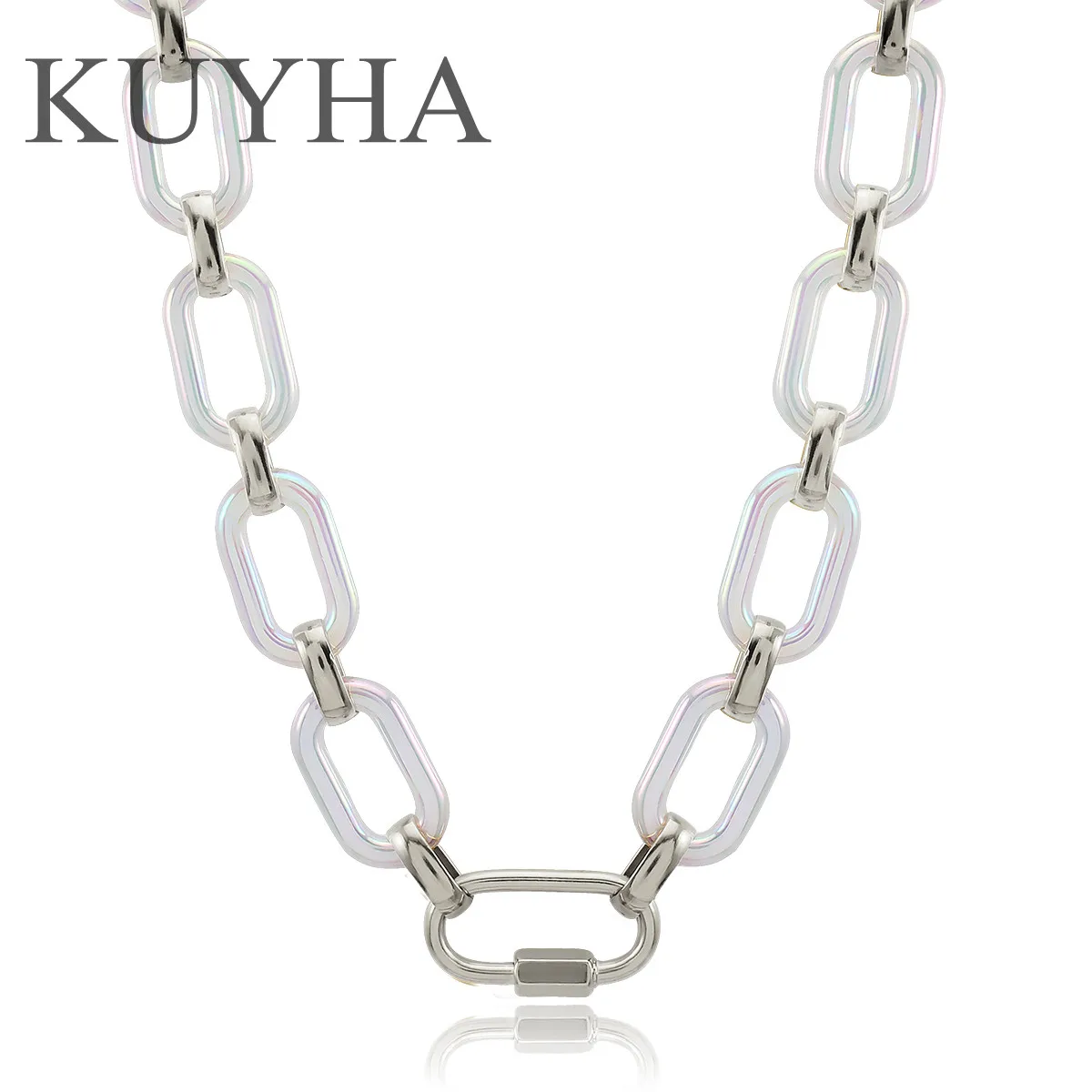 패션 쥬얼리 프로모션 팔찌, 목걸이 세트, 멋진 체인 링크 실버, 블랙 화이트 아크릴 및 레이저 커스텀