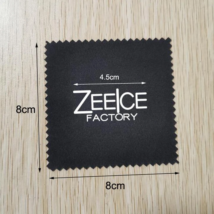 

100pcs Customised Logo 8x8cm Silver Polishing Black Jewelry Cloth Printed With White Color Logo OPP Bags Individually Wrapped