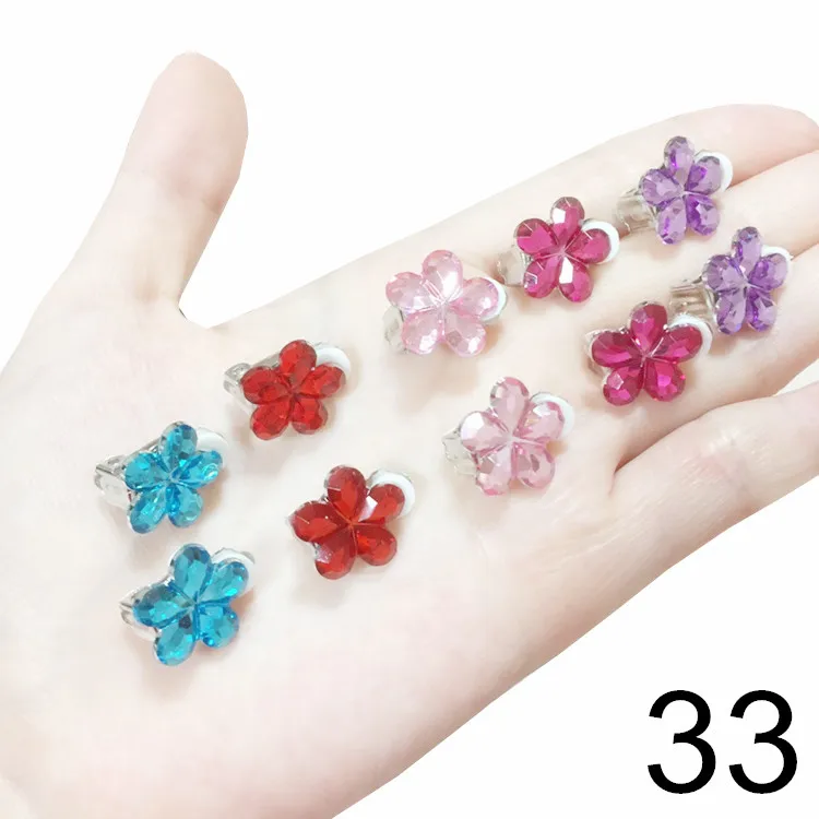 Children's Pink Butterfly Shell Clip-on Earrings, 5 Pairs