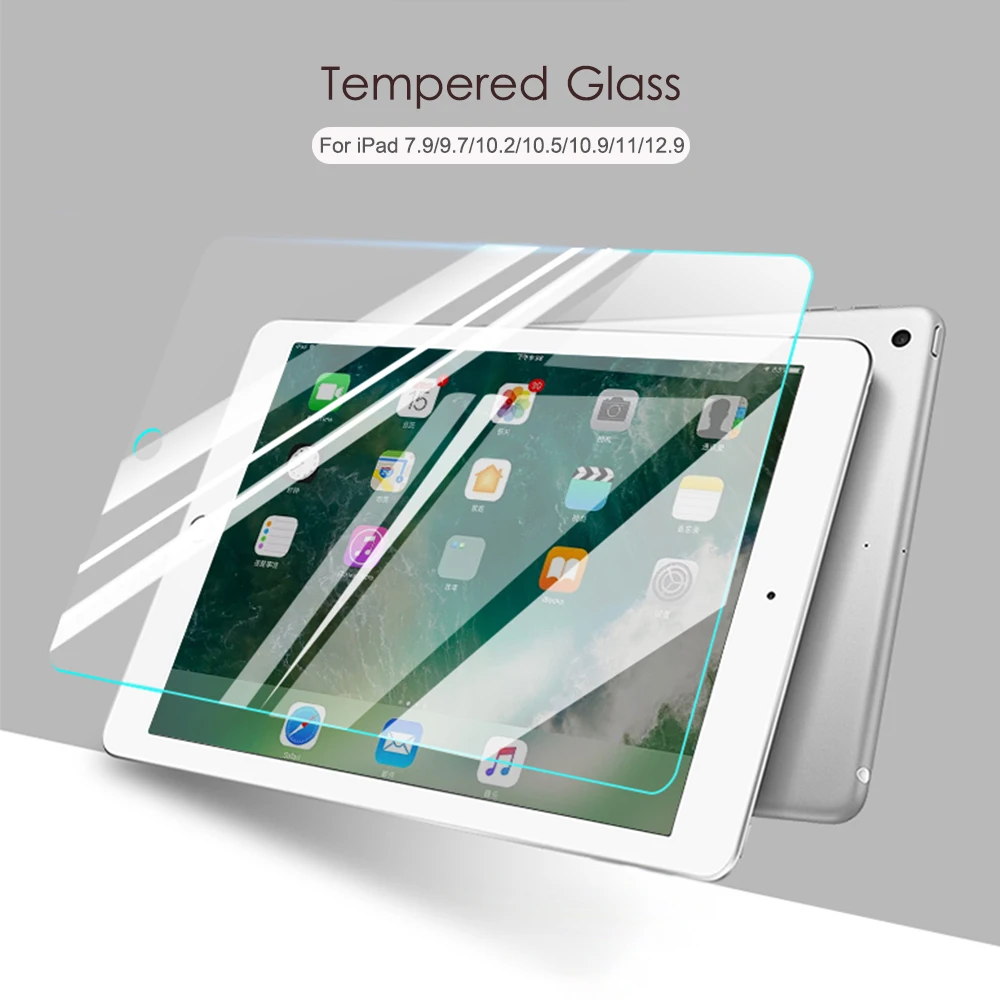 

Закаленное стекло для iPad Pro 11, Защита экрана для iPad 10,2 2020 Air 4 3 2 Pro 9,7 2018 10,5 12,9 Mini 5 4 3 2, стекло