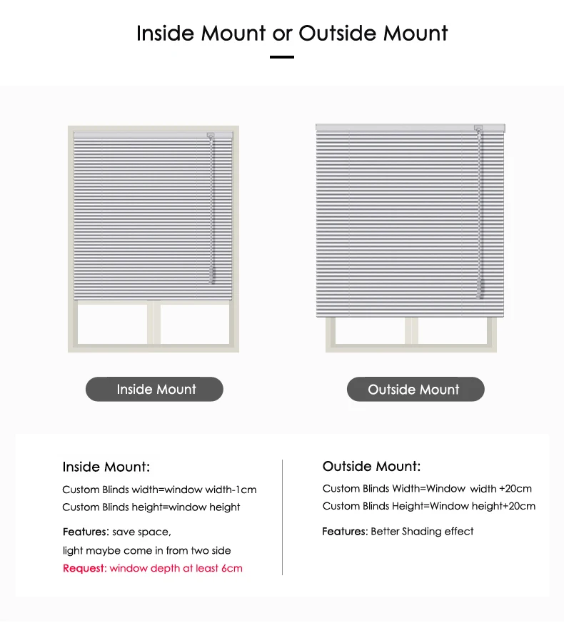 Customized 25mm Slats Aluminum Window Blinds UV Proof Drilling or No drill system Blackout Venetian Blinds for Home Decoration