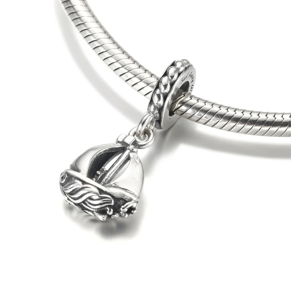 Authentic S925 Silver Pendant Charm for Women Bracelet Bangle DIY Jewelry Sail Boat Dangle Bead