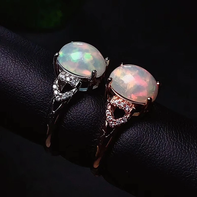 CoLife Jewelry Australia Opal Ring for Daily Wear 8mm*10mm Natural White Opal Ring Classic 925 Silver Gemstone Ring
