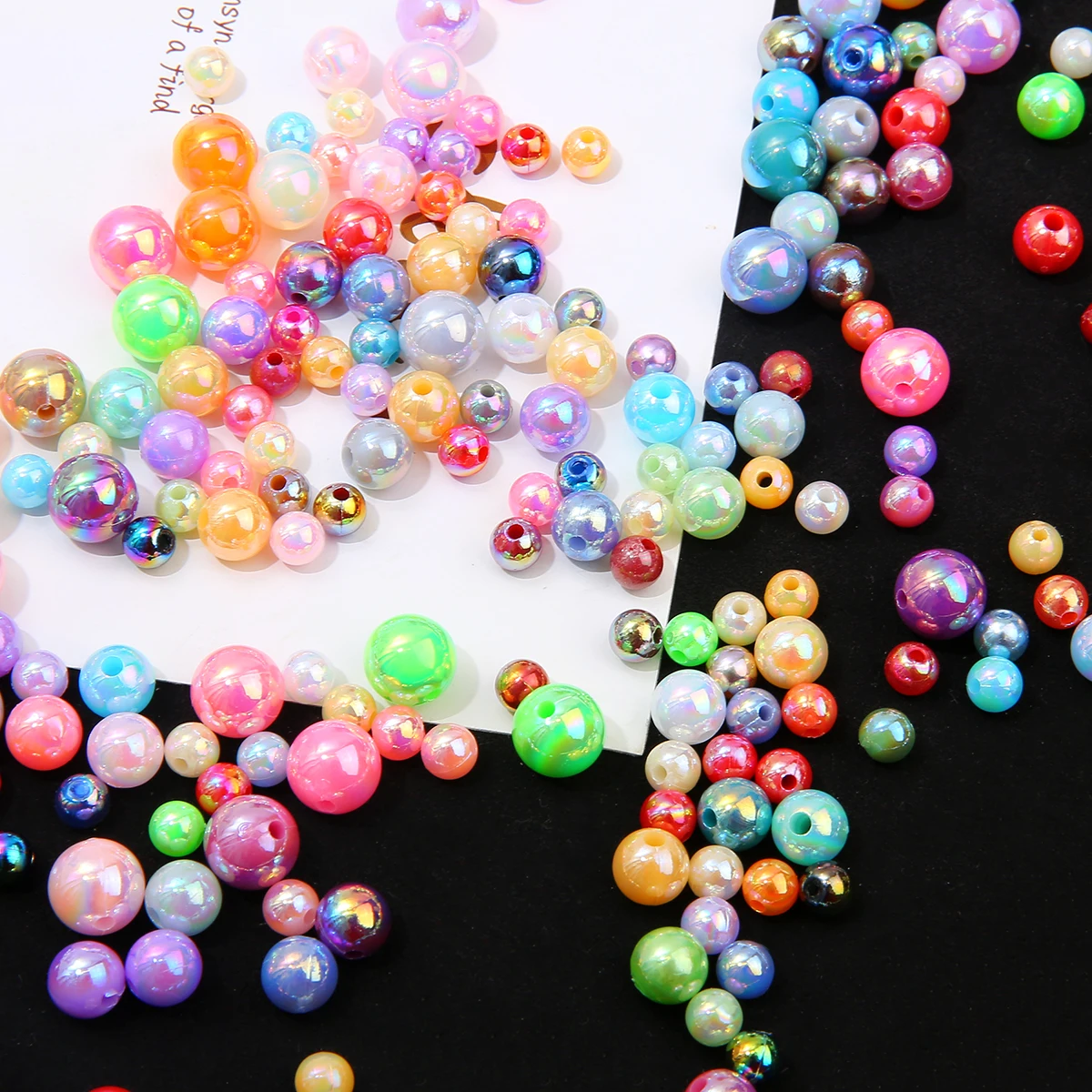 100Pcs Round AB Color Beads For Jewelry Making DIY Beautiful Plating Plastic Pearl Beads Loose Spacer Bracelet Necklaces DIY ABS