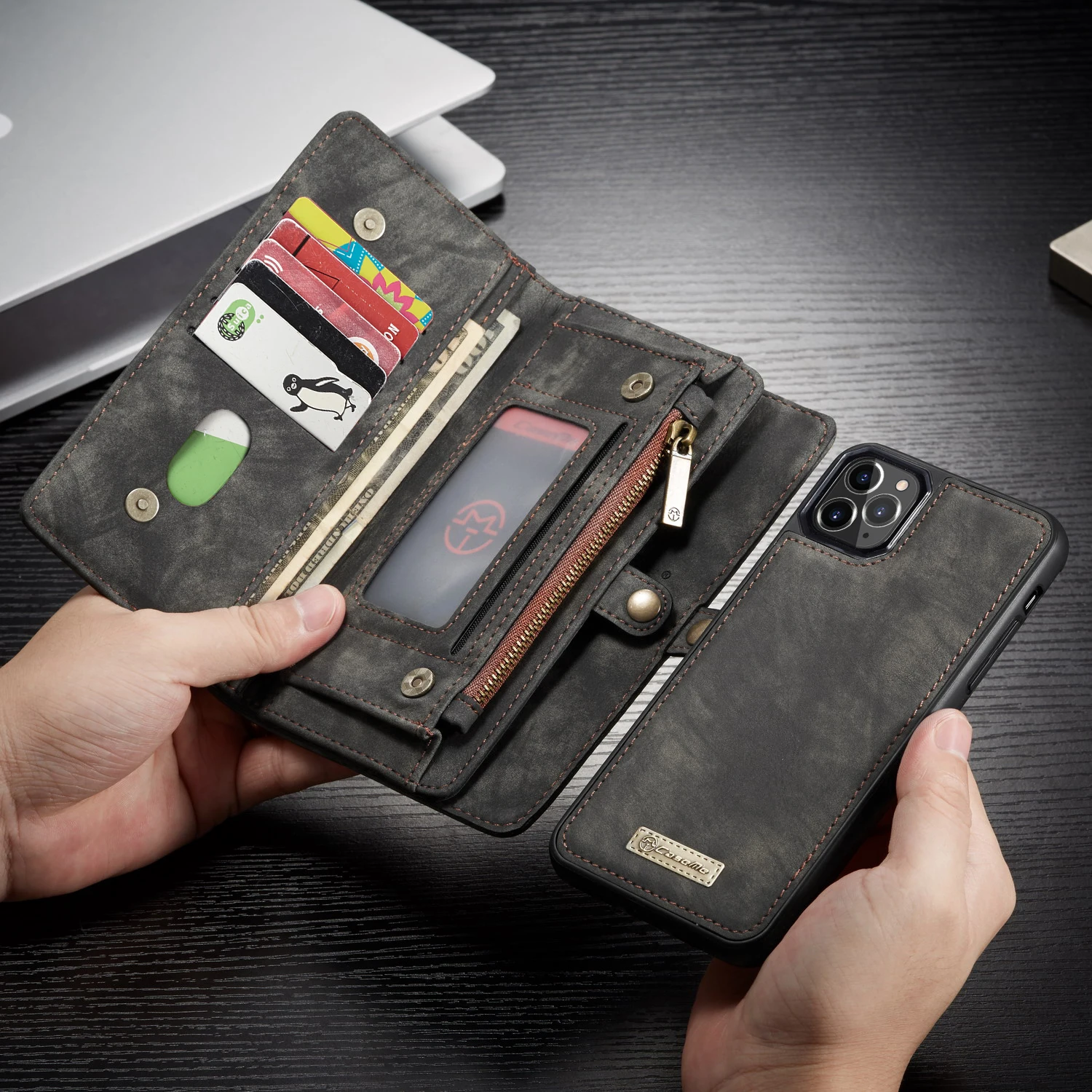 Multi-function Wallet With Card  For iphone11, 11Pro and 11ProMax Cases. The Case Can Hold Cash And Credit CARDS,With Zipper Bag