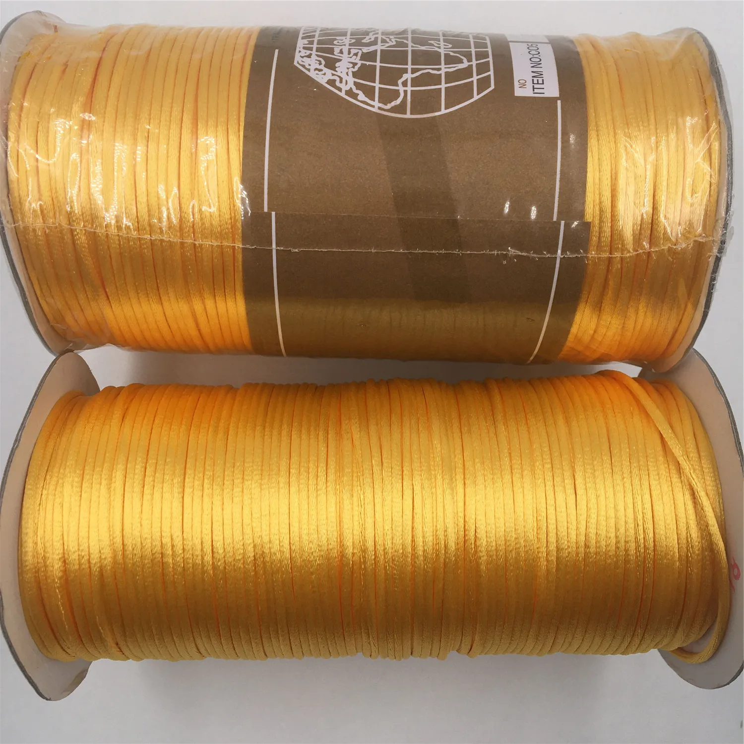 2mm Gold Yellow Rattail Satin Cord Thread Chinese Knot Macrame Bracelet Braided String DIY Tassels Beading Thread 20meters roll