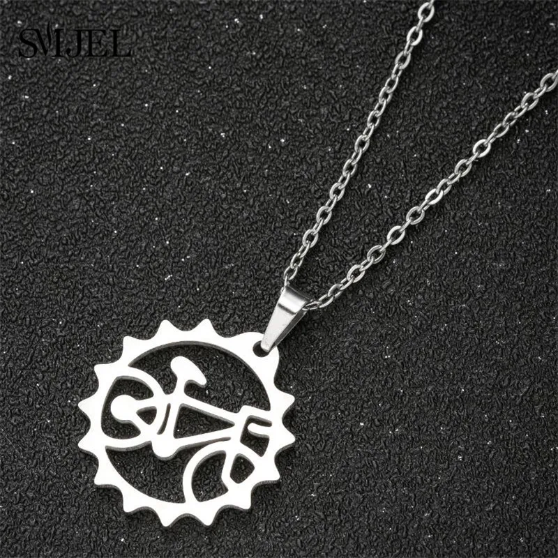 Classic Punk Cute Bike Cycling Bicycle Charms Stainless Steel Necklace Fashion Design Jewelry for Women Men Birthday Gifts