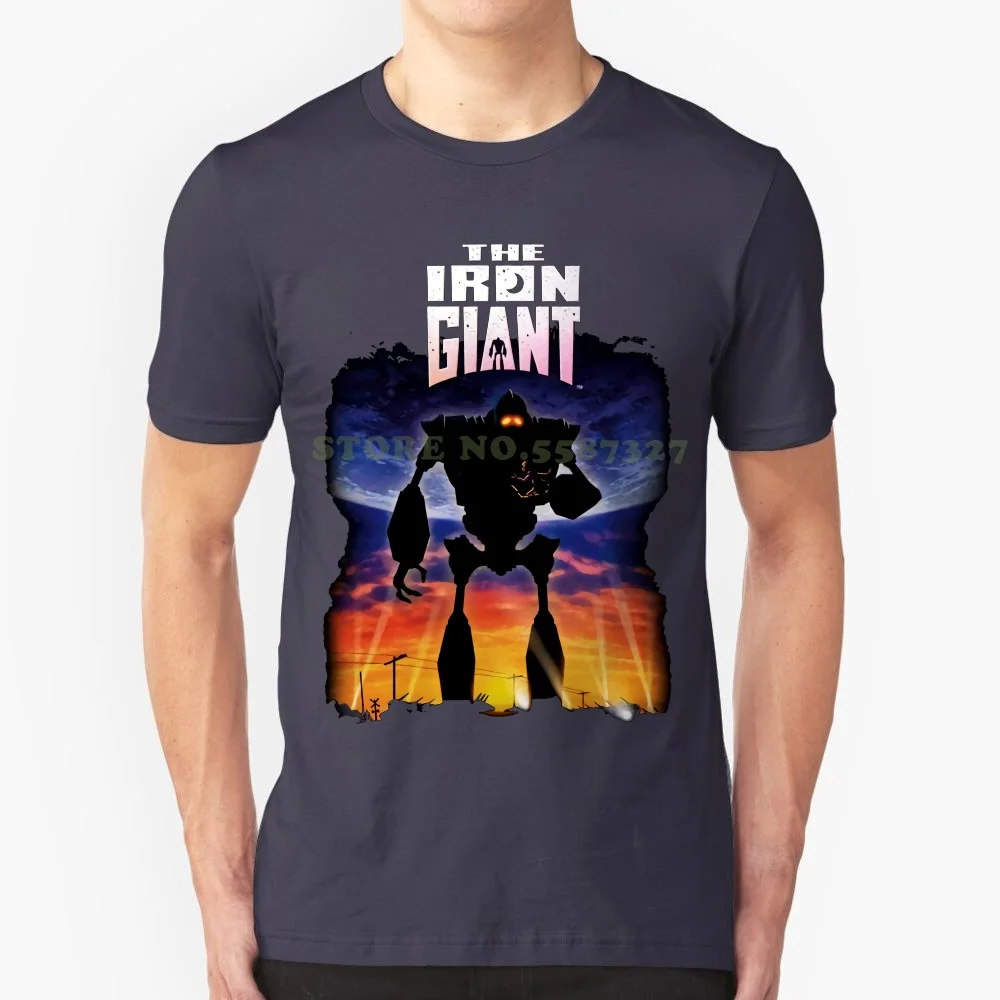 Iron Giant The Poster Cartoon Movie Adult T Shirt Tee Print T Shirt Mens Short Sleeve Hot