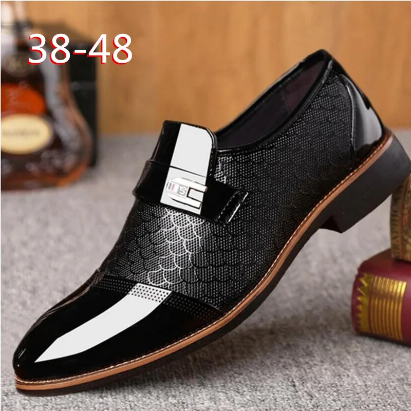 

Men's Dress Shoes Fashion Leather Men Business Flat Shoes Black Brown Breathable Men Formal Office Working Shoes Big Size 38-48