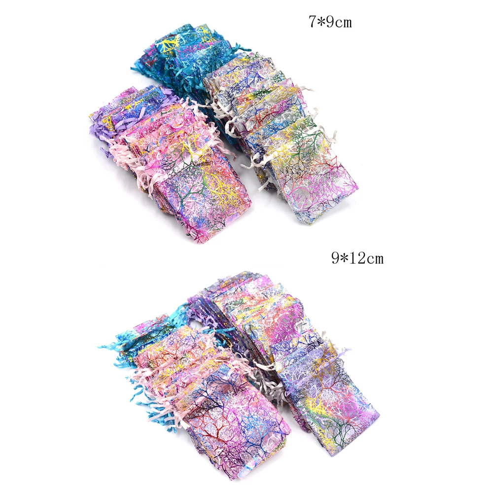 50pcs Jewelry Packaging Bag 7*9 9*12cm Organza Bags Gift Storage Wedding Party Drawstring Pouches Birthday Christmas Gift Bags