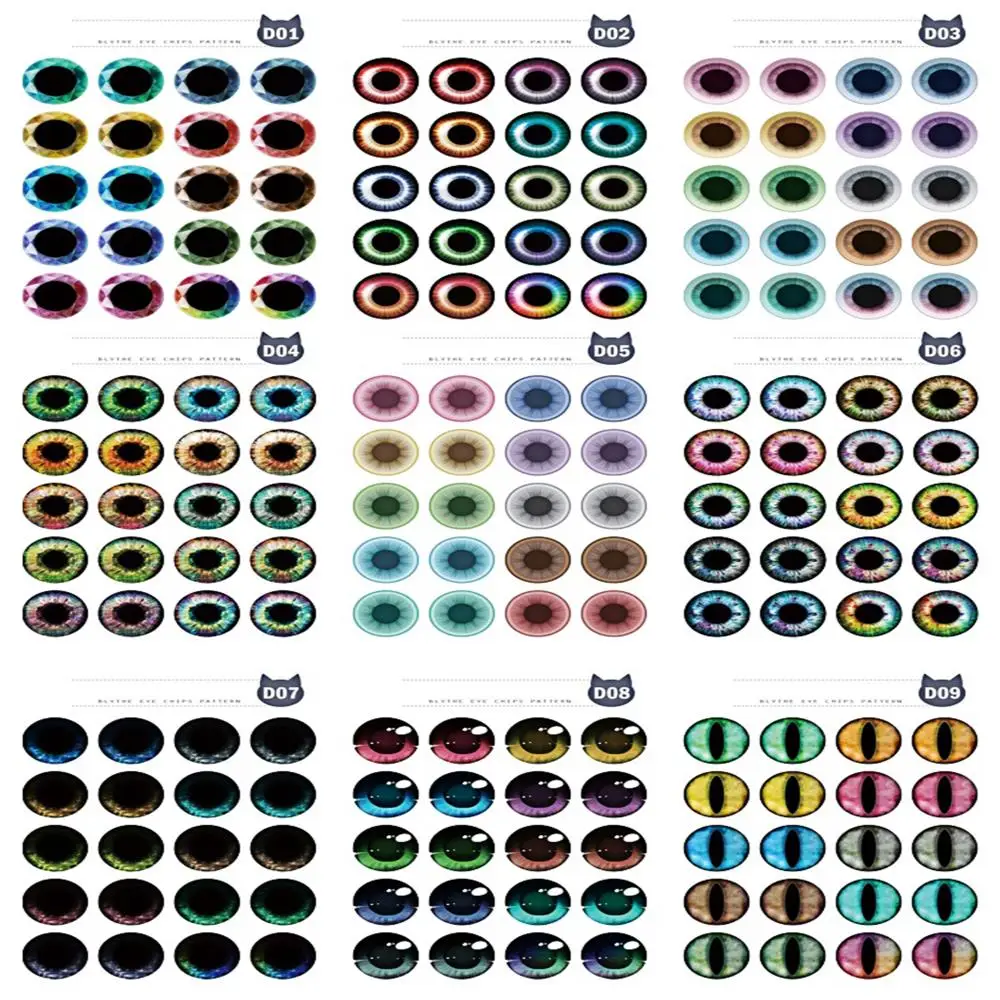 New 10 Pairs/set DIYEyechips Pattern Blyth Dolls Eye chips paper Pattern Rainbow Shinning Color for 1:6 Dolls Eye DIY Tools