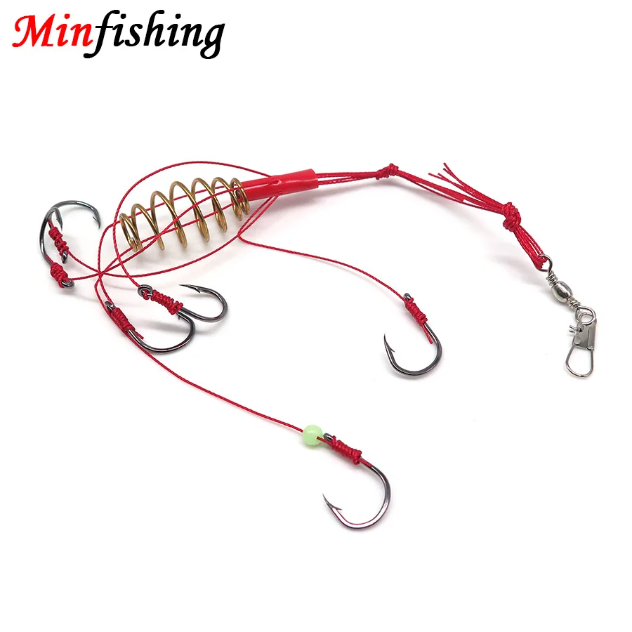 Minfishing 24 pcs/box Explosion String Fishing Hook Stainless Steel Carp Hook River Rock Fishing Size 8~12 Fishing Accessories