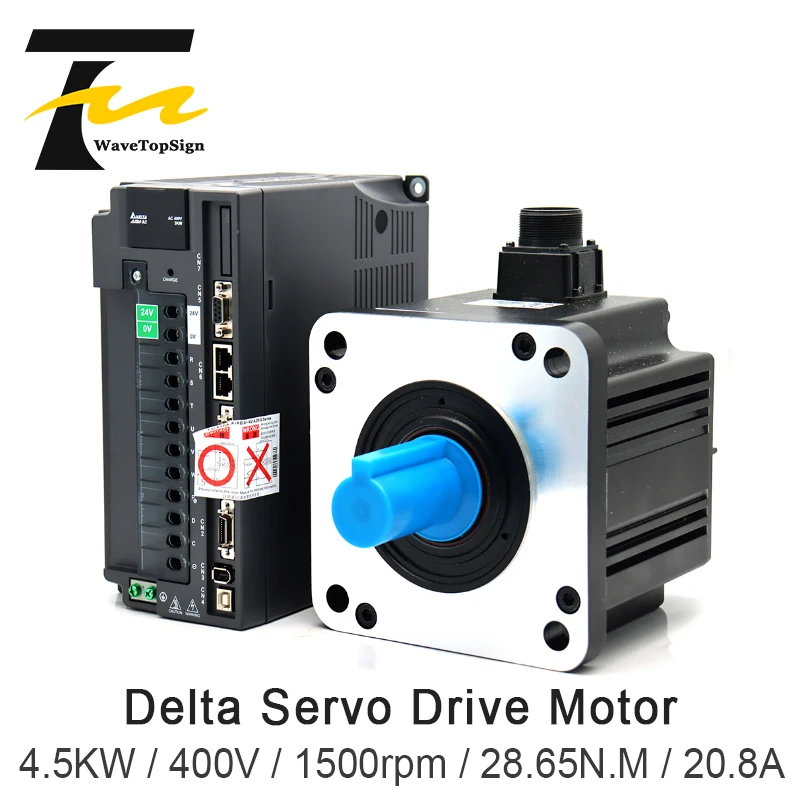 

WaveTopSign Delta Servo Motor kit 4.5KW A2 Serial ASD-A2-4543-M ECMA-L11845RS 400V 1500rpm 28.65N.M 20.8A