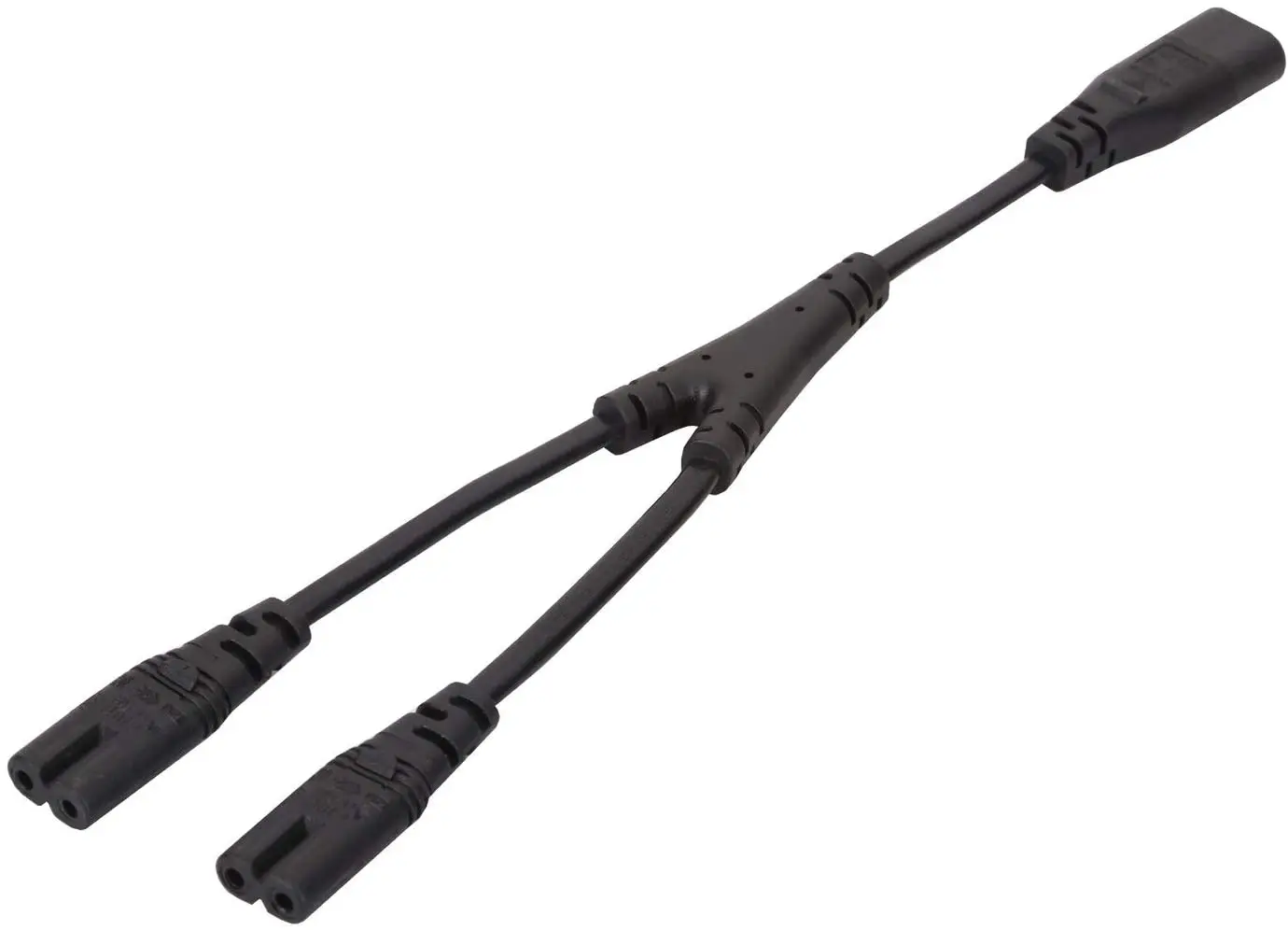 IEC320 C8 to 2X C7 Y Splitter AC Power Cord, IEC Figure 8 Male to 2 Female 1 in 2 Out AC Power Cable 30CM