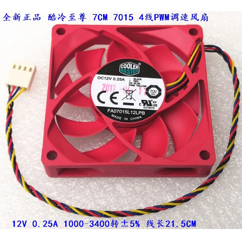 Oryginalny Cooler Master DC12V 0.25A 7015 70*70*15MM 70MM wentylator chłodzący FA07015L12LPB AMD wentylator chłodzący CPU 4PIN PWM 1000-3400RPM